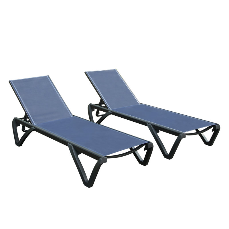 Chaise longue inclinable 64,17 po, Bleu marine