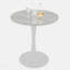 Table basse de 27,6 pouces de style Mid-Century moderne, pouvant accueillir de 2 à 4 personnes, dotée d'un plateau rond en marbre veiné de blanc, parfaite pour divers espaces.-1095347095