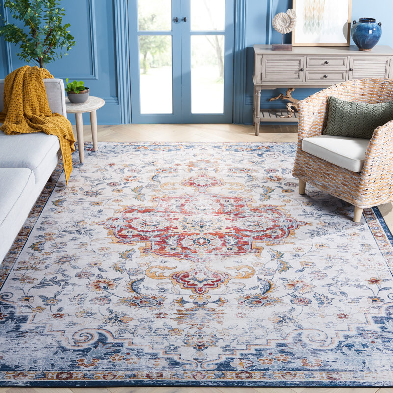 Tapis 117 gris / rouille 117, Rectangle 8 pi x 10 pi