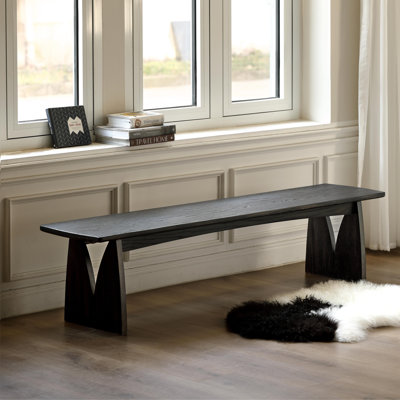 63"W Solid Oak Modern Bench