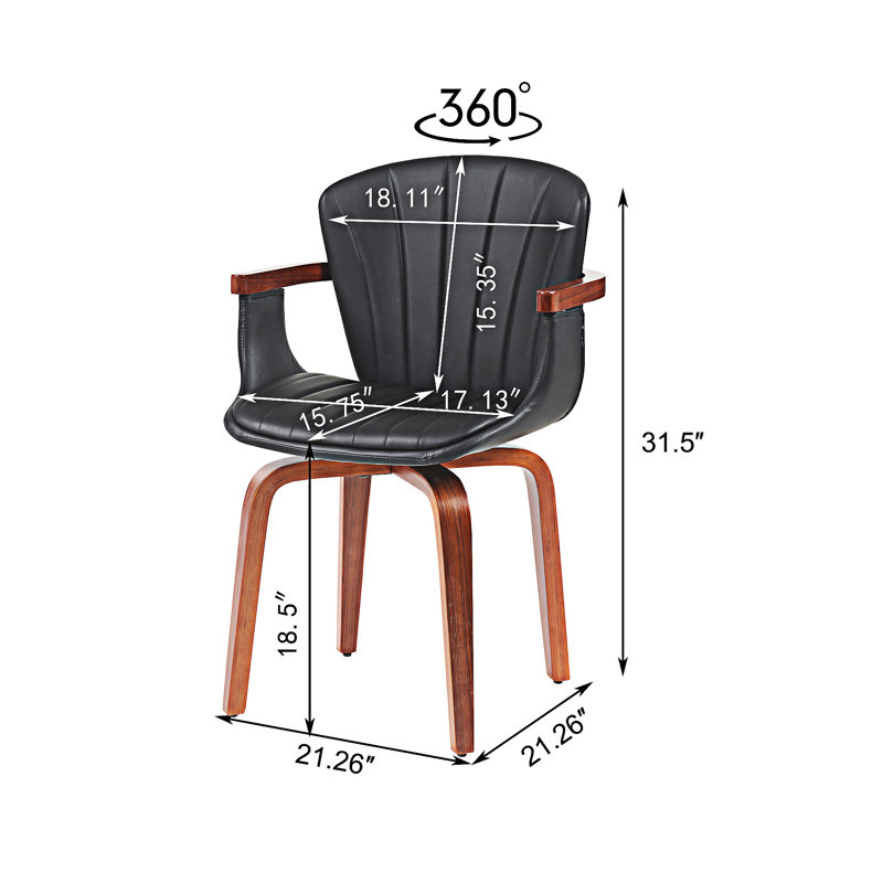Chaise d'appoint rembourrée pivotante (ensemble de 2), Noir
