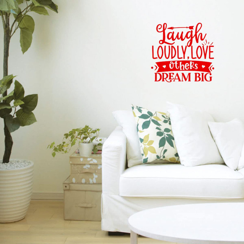 Adhésif décoratif Laugh Loudly Love, H 20 po x l 21 po, Rouge
