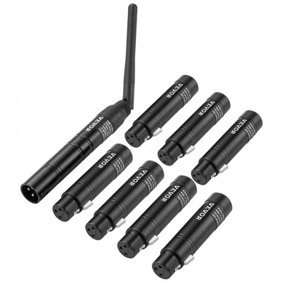 DMX Wireless Receiver Transmitter Controller for LED Stage Light 8 PCs Black
