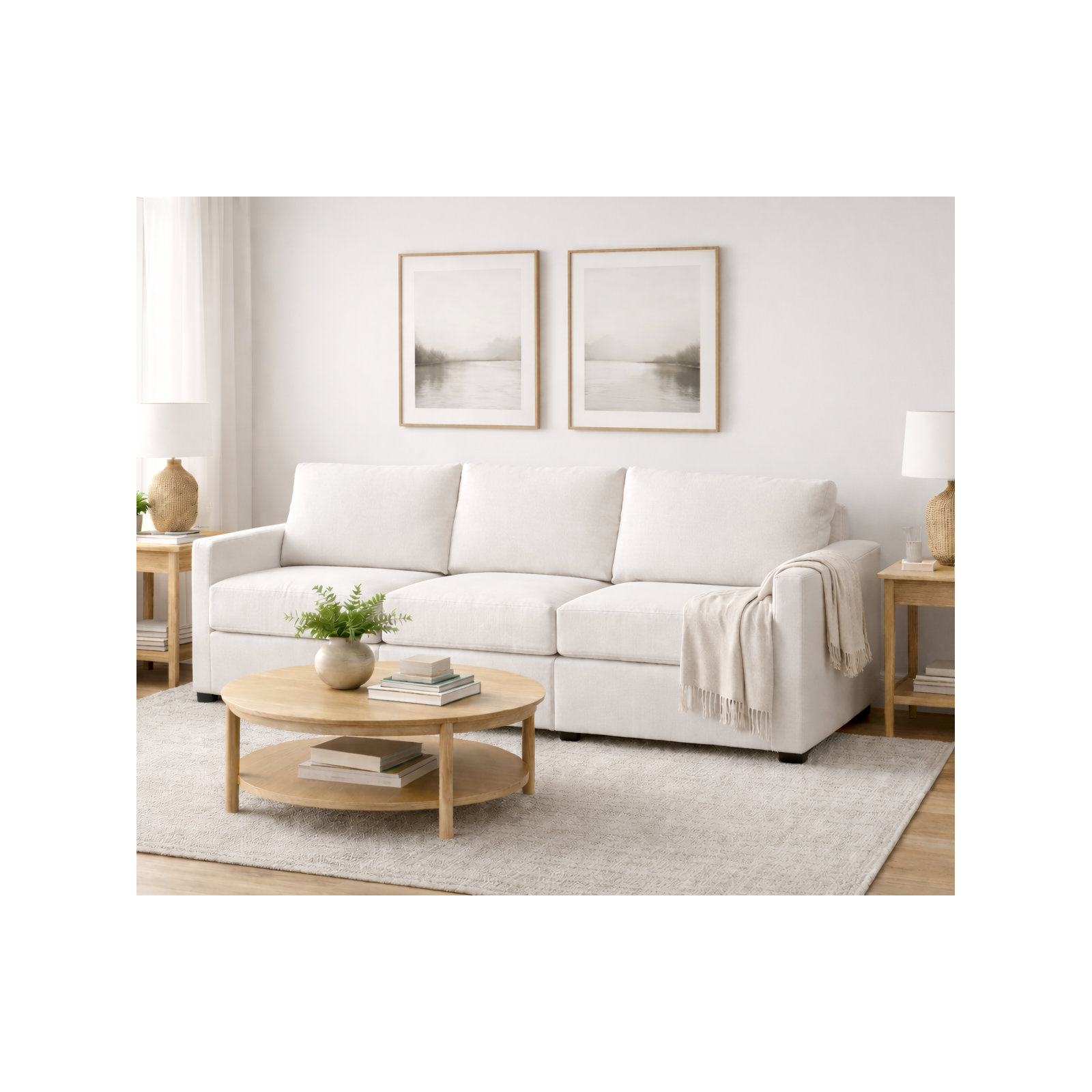 Damari 3-Piece 90" Modular Sofa, Monique Twine Textured Chenille