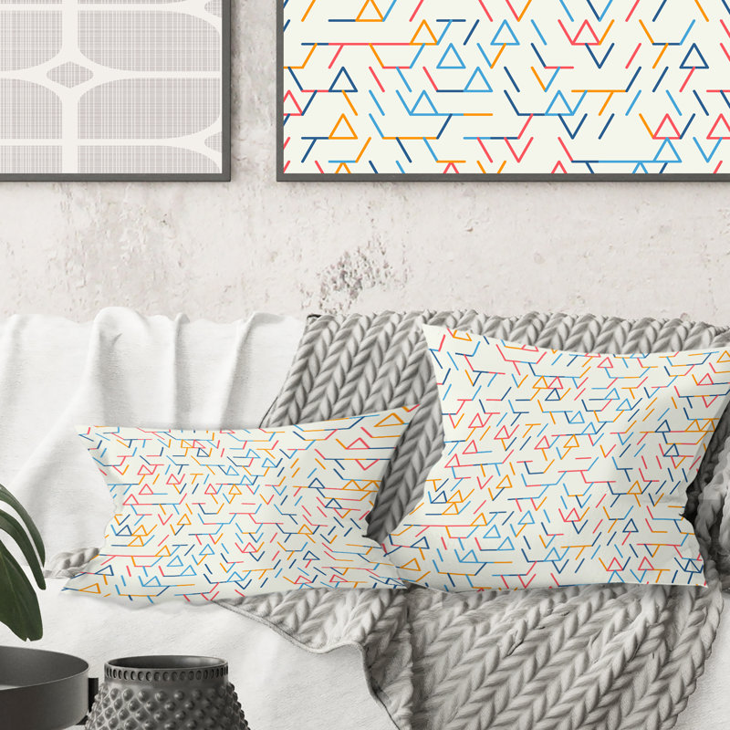 Motif abstrait géométrique abstrait - Coussin Mid-Century, 16 po x 1 po