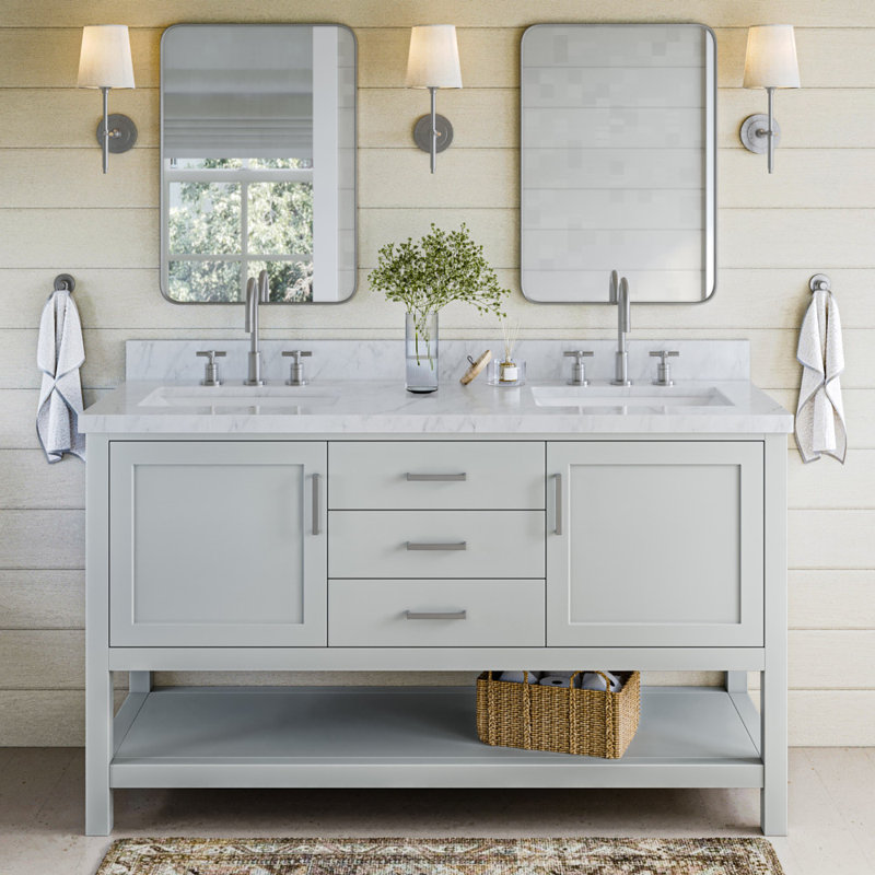 Ensemble de meuble-lavabo double 61 po Abby, Gris