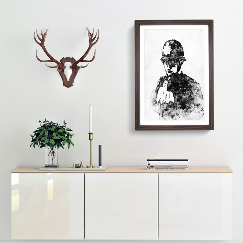 Rude Policeman in Abstract by Banksy - Picture Frame Graphic Art Print, Walnut, 50cm H x 35cm W x 2cm D