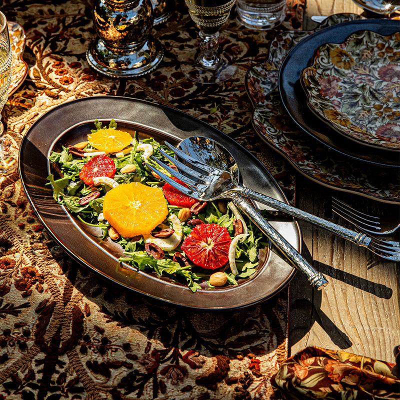 Pewter Stoneware Oval Platter, 15" L x 10" W