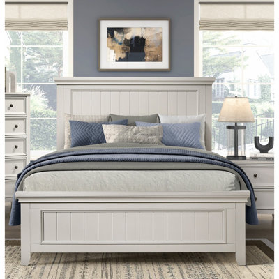 Mobilier de chambre à coucher de style campagnard grand lit à panneau grand lit classique 1pc finition moderne blanc