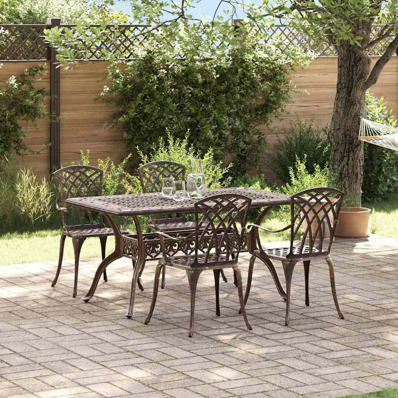 4 - Person Patio Dining Set Rectangular Table, Bronze