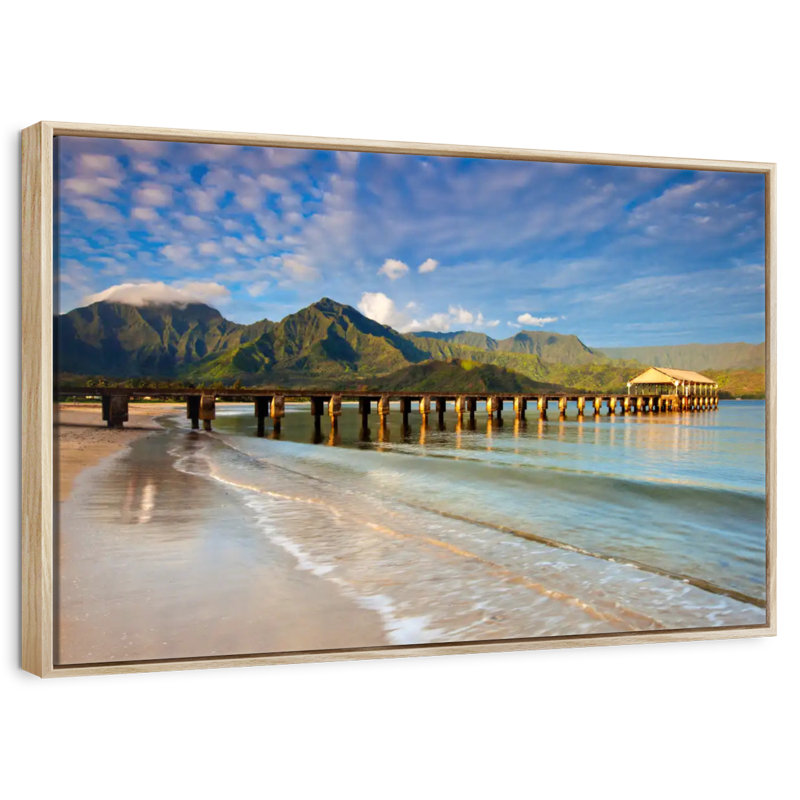 Quai Hanalei Bay, Cadre flottant en bois naturel, 40 po x 27 po