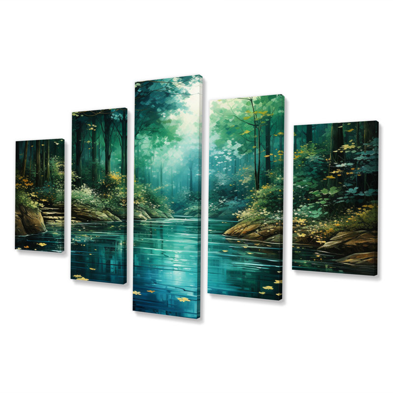 «Forest Emerald Canopy River» sur toile, reproduction de 5 pièces