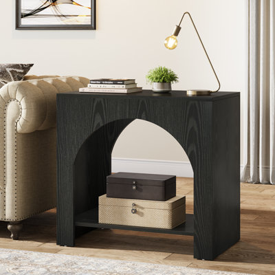 Farmhouse End Table With Storage Shelf For Living Room