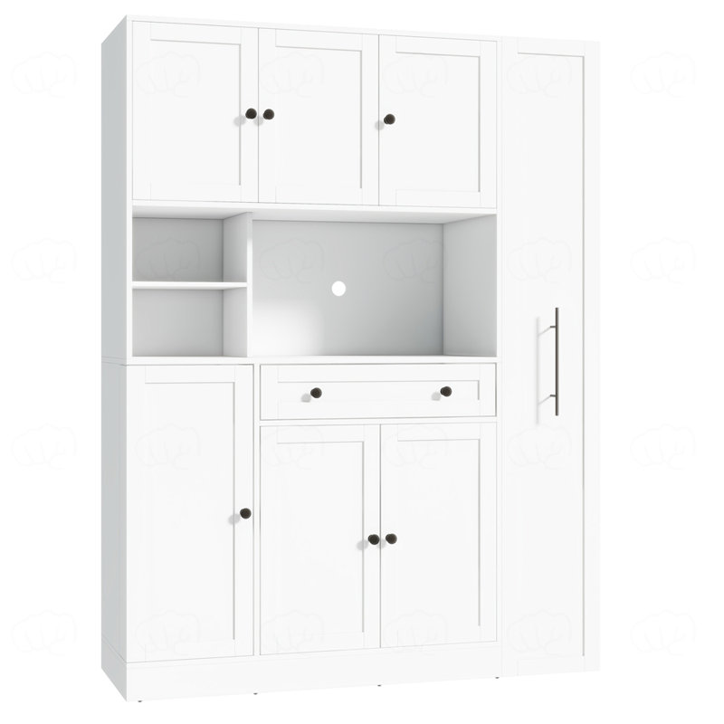 Grande armoire de rangement avec garde-manger, Blanc