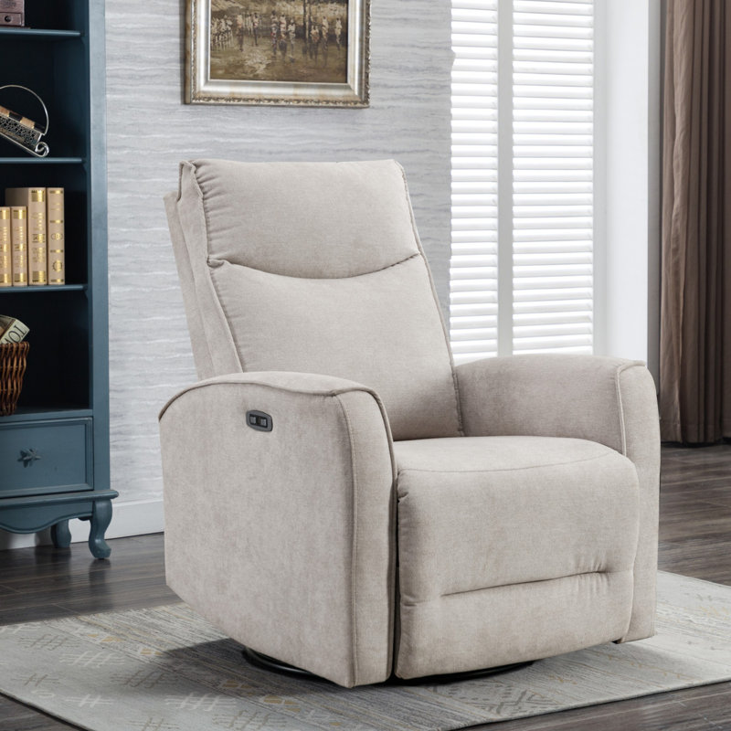 Dickie 29.1" W Swivel Glider Power Recliner, Beige