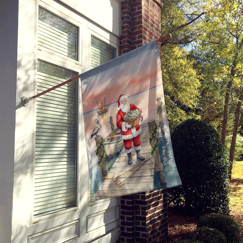 Pêche, père Noël avec les huîtres, drapeau de la maison de Noël, House Size, Fishing Santa Claus with Oysters