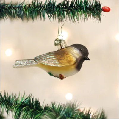 Old World Christmas Glass Blown Ornament for Christmas Tree, Black Capped Chickadee