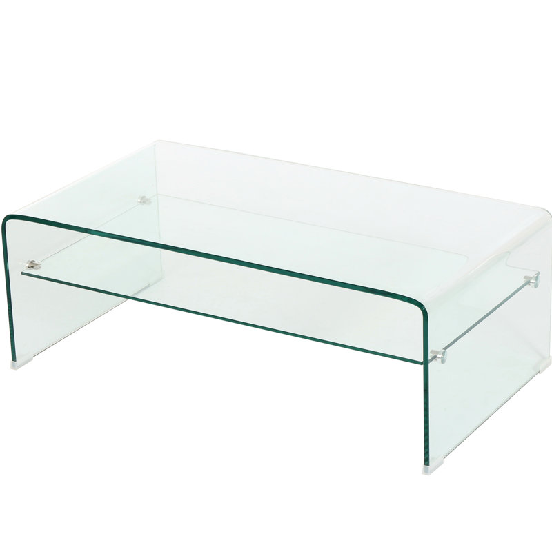 Élégante table basse en verre trempé avec tablette de 8 mm - faites briller votre salon de 12 mm