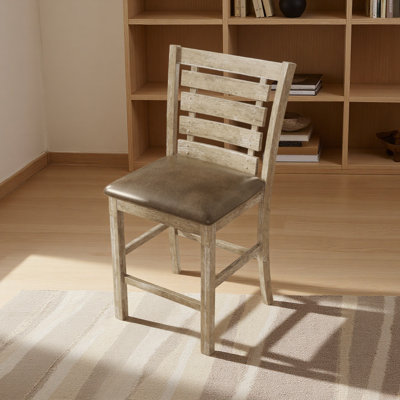 Ensemble de 2 chaises de salle à manger à hauteur de comptoir de style rustique moderne en bois massif