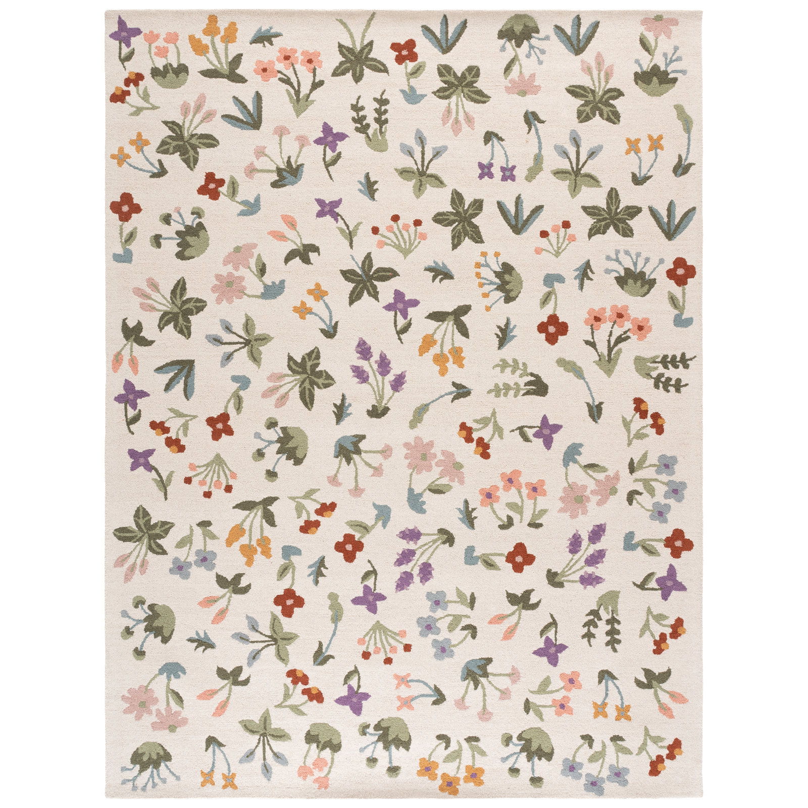 Martha Stewart Hand Tufted Wool, Cotton Floral Outdoor Rug, Rectangle 8' x 10'