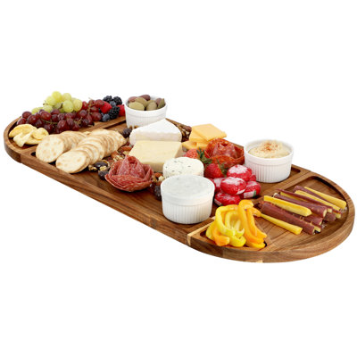  Planche à découper 3 pièces en bois d'acacia avec plateau de service maganitisé