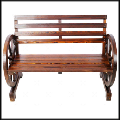 2-Person Wooden Wagon Wheel Bench