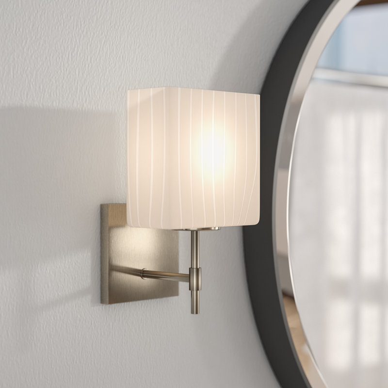 Applique murale à bras 1 lumière Casson, Nickel brossé, Tissage
