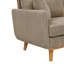Velours côtelé gris Mid-Century de style Mid-Century avec base en bois massif et deux coussins décoratifs pour petits coins confortables