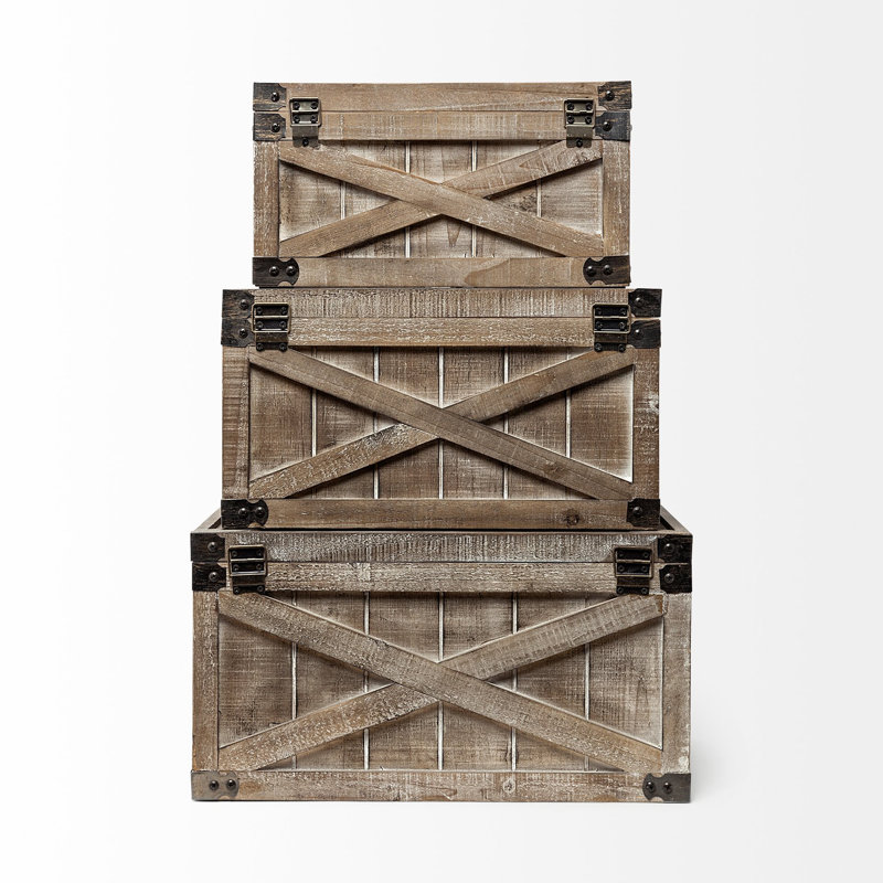 Ensemble de 3 boîtes en bois massif Cormac