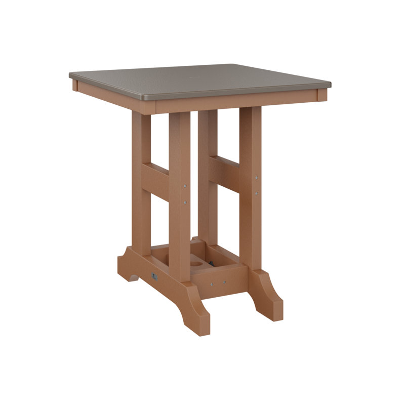 Table de bar d'extérieur carrée Garden Classic, Bronze martelé, H 35,5 po x l 28 po x P 28 po, Cèdre