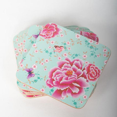Sous-verres, pivoines, ensemble de 6