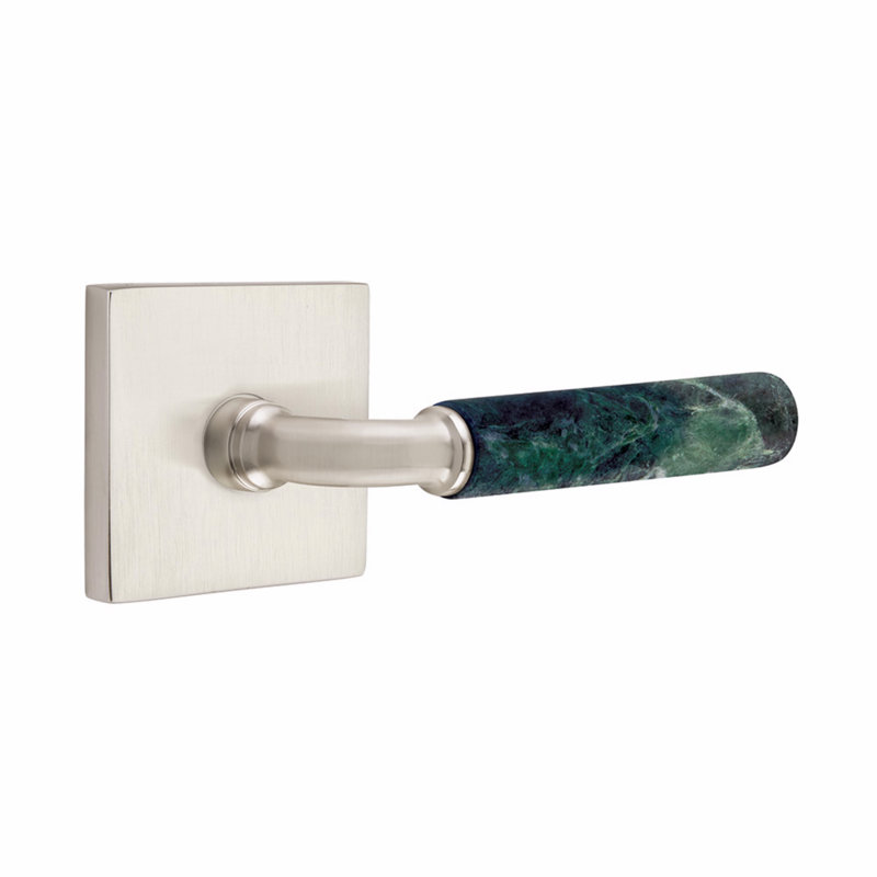 Select Round Door Lever with Square Rosette, Satin Nickel, Passage (Hall & Closet)