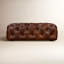 Pouf Turin de 40,5 po en cuir italien pleine fleur véritable-536683133