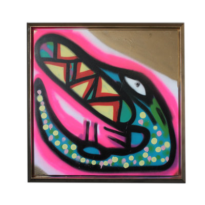 One-of-a-Kind Original Big Bear 'Untitled XIX'-Picture Frame Painting Print on Canvas