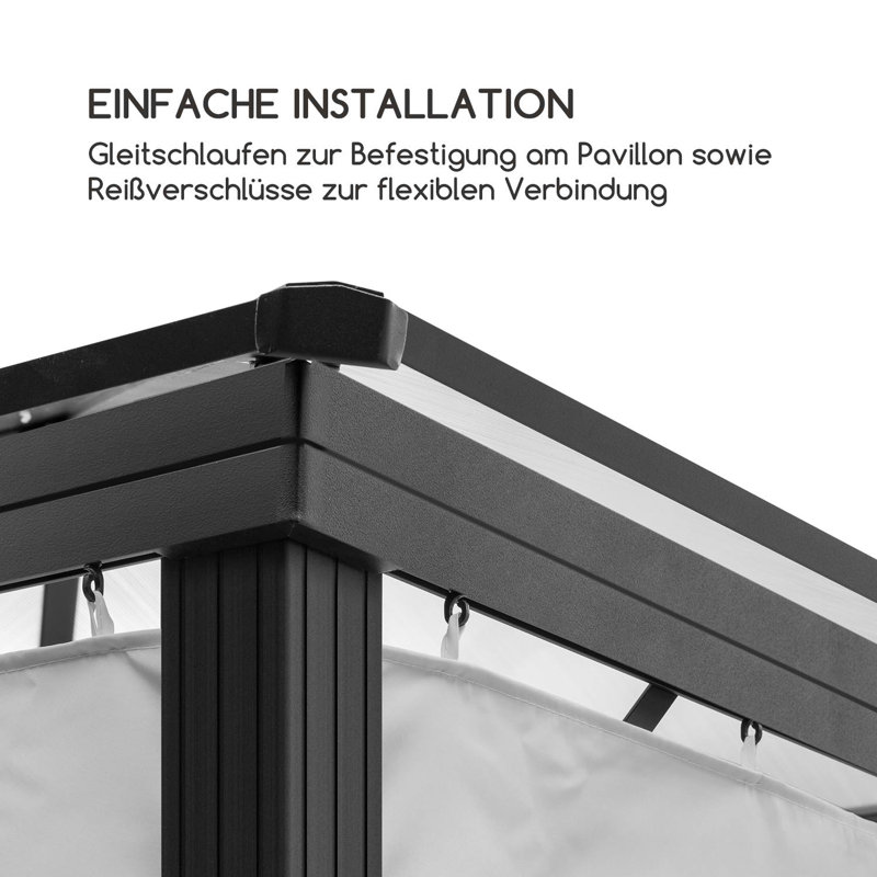 Blumfeldt Polyester Side Wall for Gazebo, 185cm H x 270cm W x 54.5cm D, Grey