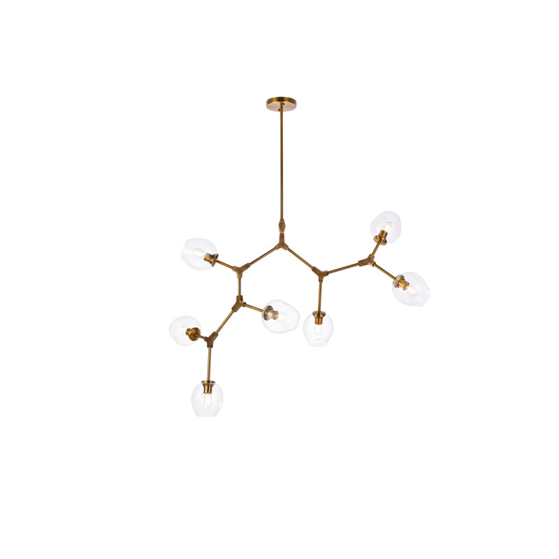Chamberlain 7-Light Sputnik Modern Linear Chandelier, 79", Black, 9 Lights