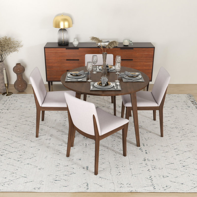 4 - Person Solid Wood Top Four Leg Dining Set, Beige