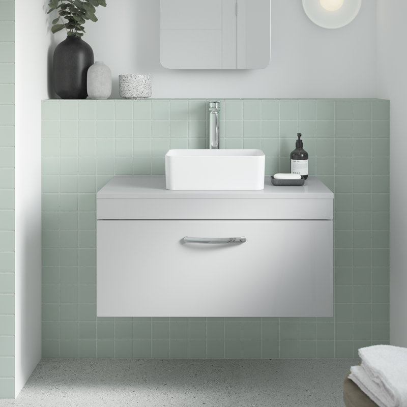 Athena 80.5 mm Single Double Bathroom Vanity Base, Gloss Grey Mist