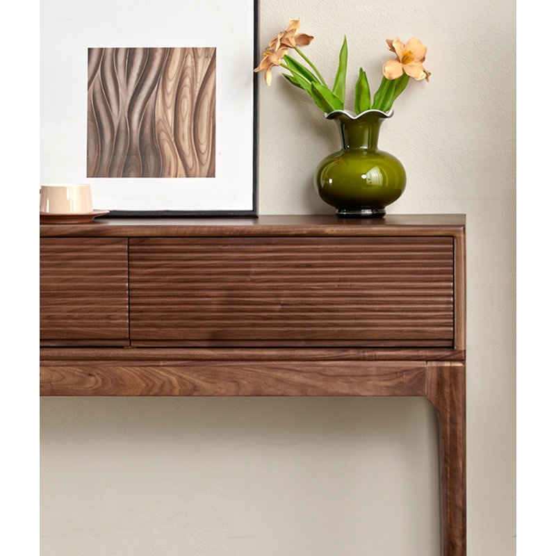 35.43" Walnut colour Rectangular Solid Wood Console Table, 35.43" H x 43.31" W x 12.6" D