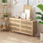 Armoire de rangement en rotin naturel à 6 tiroirs Cielo avec façades tissées et rangement spacieux-129593252-129593254