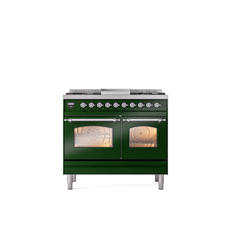 ILVE Nostalgie II 40 in Dual Fuel Range, Natural Gas, Emerald Green/Chrome