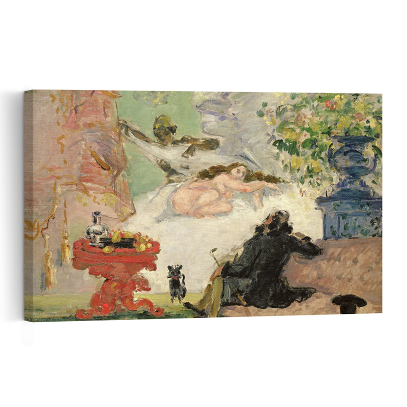 Olympia moderne, 1873-74, estampe murale abstraite contemporaine représentant un chat et des fleurs, H 16 po x l 24 po