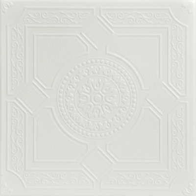 Tuile de plafond en polystyrène à coller 1,6 pi x 1,6 pi Kensington Gardens