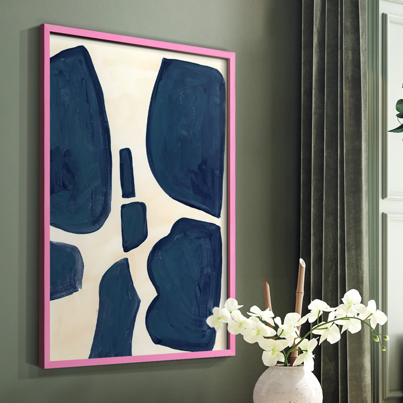 «Blue P pièces II», reproduction encadrée - bois massif, Rose, H 10 po x l 8 po