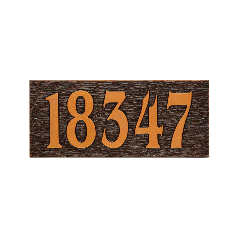 Woodgrain Mid-Century Rectangle Plaque, Standard Wall 1-line, Bronze huilé, Yes