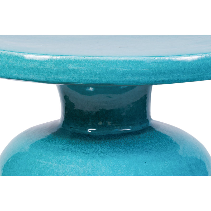 Bottle Outdoor Round Side Table, Aquamarine Gloss