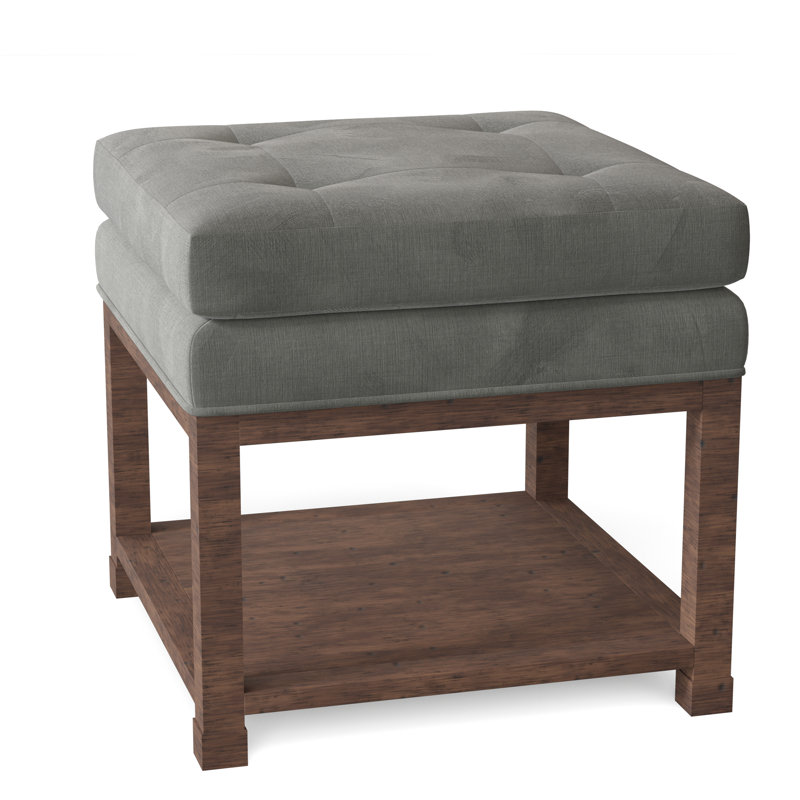 Libby Langdon 20.5" Wide Tufted Square Standard Ottoman with Storage, Tobacco, 9953 Pewter 100% Polyester