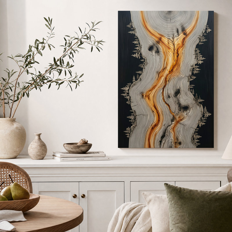 Carte topographique avec le fleuve Orange et des pins - Tableau sur toile, H 40 po x l 28 po