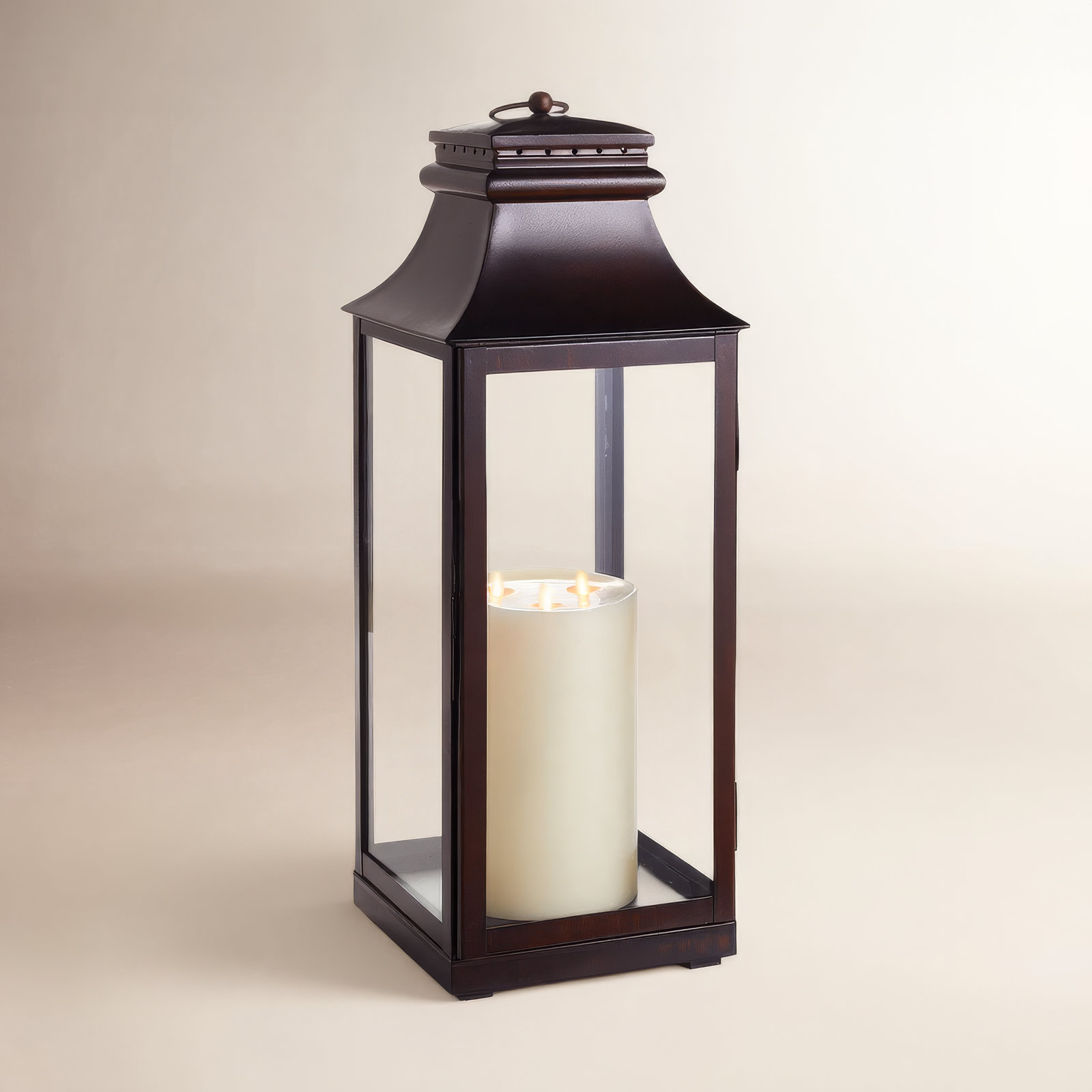 Idora Stainless Steel Lantern Holder, 26" H x 9.5" W x 9.5" D