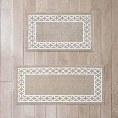 Nautica Collin Border Machine Washable All Loop Tufted Rugs In Beige
